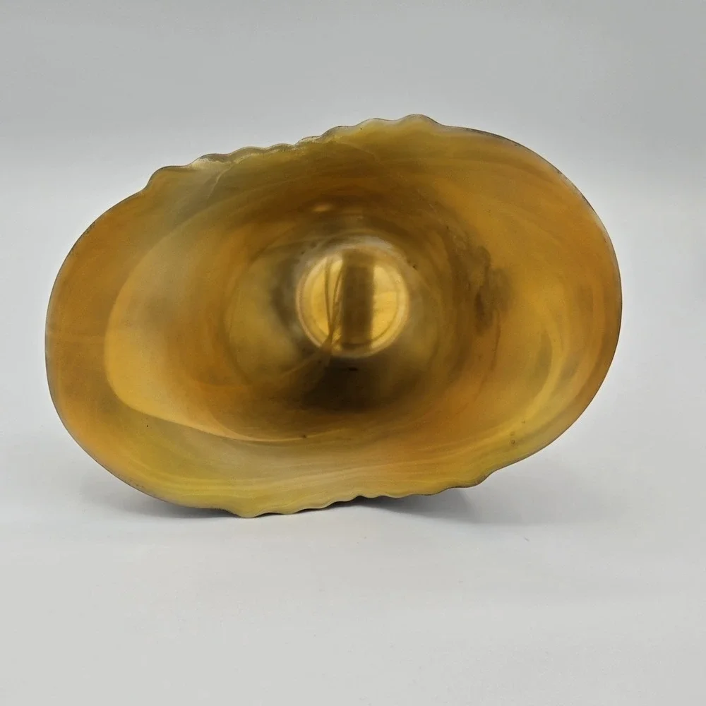 Art Deco Style Amber Color Candle Tealight Holder‎ Small Glass Vase
